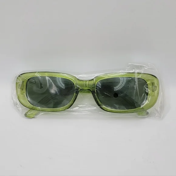 Retro Rectangle Sunglasses – Trendy 90s Style for Men & Women | UV400, Green - Picture 2 of 8